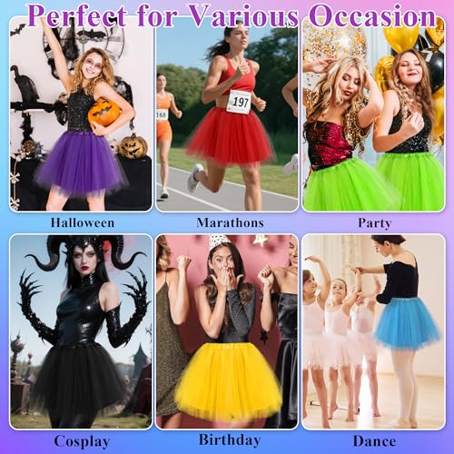 Purple 4-Layer Tulle Dance Tutu Skirt for Women & Teens - Fluffy Adult Costume