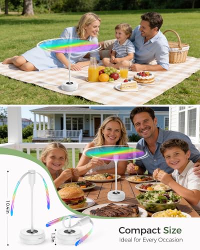Rechargeable Outdoor Fly Fan with Holographic Blades - White, 4 Pack