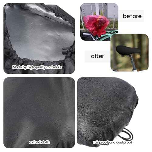 2 Pcs Waterproof Bicycle Seat Cover Bike Cushion Covers Duty Oxford Cloth Rain Cover Dustproof Sun & Wind Protection Bike Seat Covers for E-Bikes City Mountain Bicycle