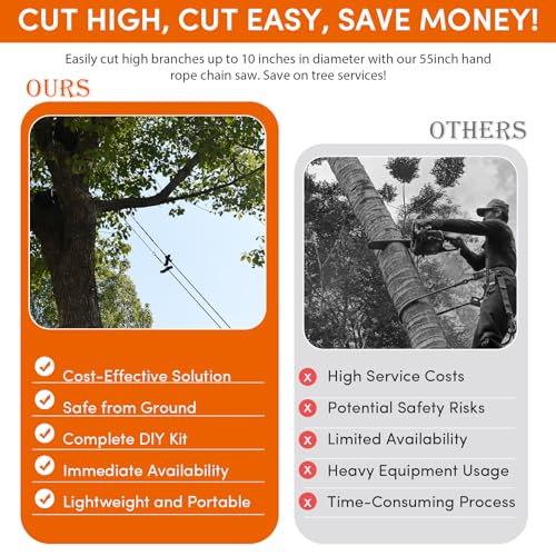 High Limb Rope Saw 55 Inch Rope Saw for Tree Trimming with Sharp Teeth & Throw Weight