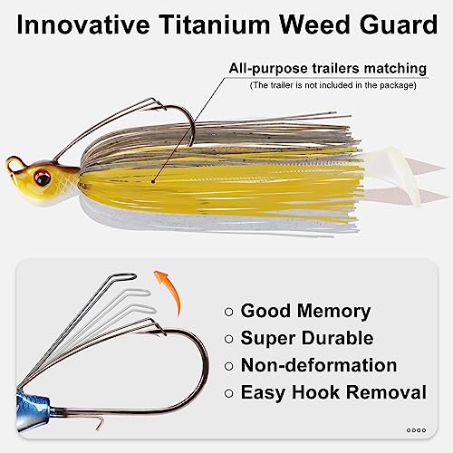 Fishing Jigs with Teflon Hook & Titanium Weed Guard - 2-1/2oz A2