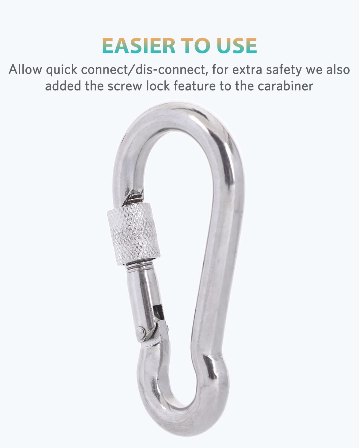 SEPWIK Carabiner Clips, 316 Stainless Steel Carabiner Clip, Heavy Duty Carabiner Hooks, Keychain Carabiners, Multi-Purpose Spring Snap Hook for Dog Leash, Outdoor Camping, Swing, Hammock