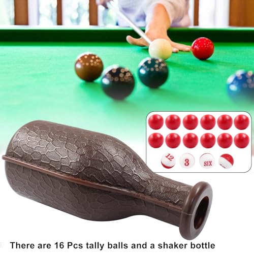 Brown Portable Billiard Pool Shaker Set with 16 Balls and Shaker Bottle