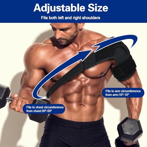 Adjustable Shoulder Brace for Rotator Cuff Tear & Post-Surgery Recovery - Arm Sling with Ice Pack Pocket, Breathable Compression Sleeve for Sports Injury, Arthritis, Men & Women (Black)