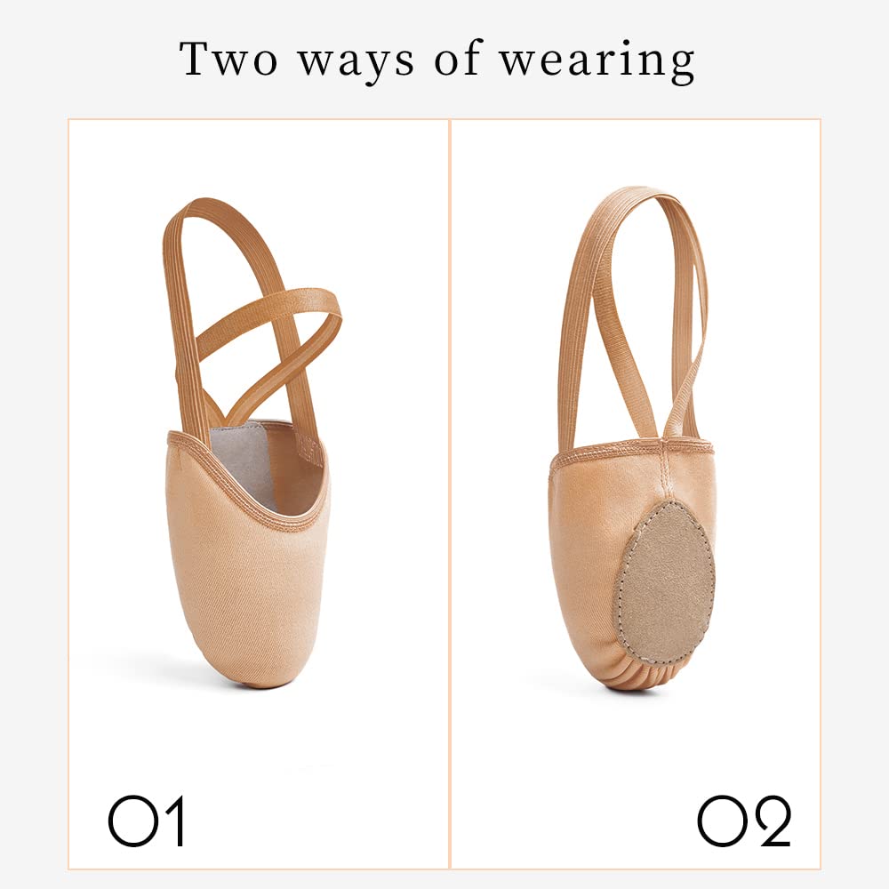 Stelle Half Soles Dance Shoes Women Men Canvas Lyrical Pirouette Ballet Shoes Turners Dance Shoes for Contemporary (Sand,7.5/8.5)