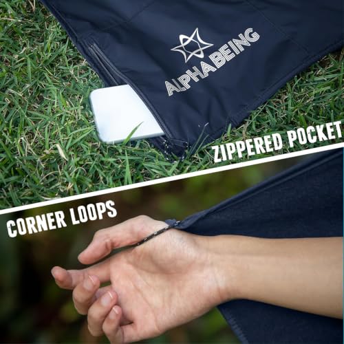 Navy Waterproof Outdoor Blanket with Merino Wool - Extra Thick & Warm