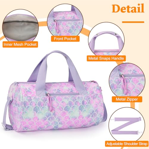 Girls Dance Bag 14 Inch Mermaid Scale Duffle for Ballet Gym & Travel
