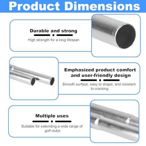 2pcs Golf Club Extensions, Golf Club Extensions Steel Shaft Putter Length Adjustment Tool Sport Equipment Repair and Replacement Parts