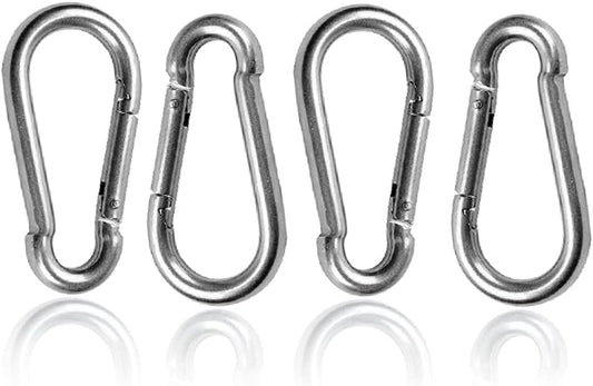 Stainless Steel 304 Carabiner Clips - 4 Pack Spring Hooks for Keychains, Camping & Travel