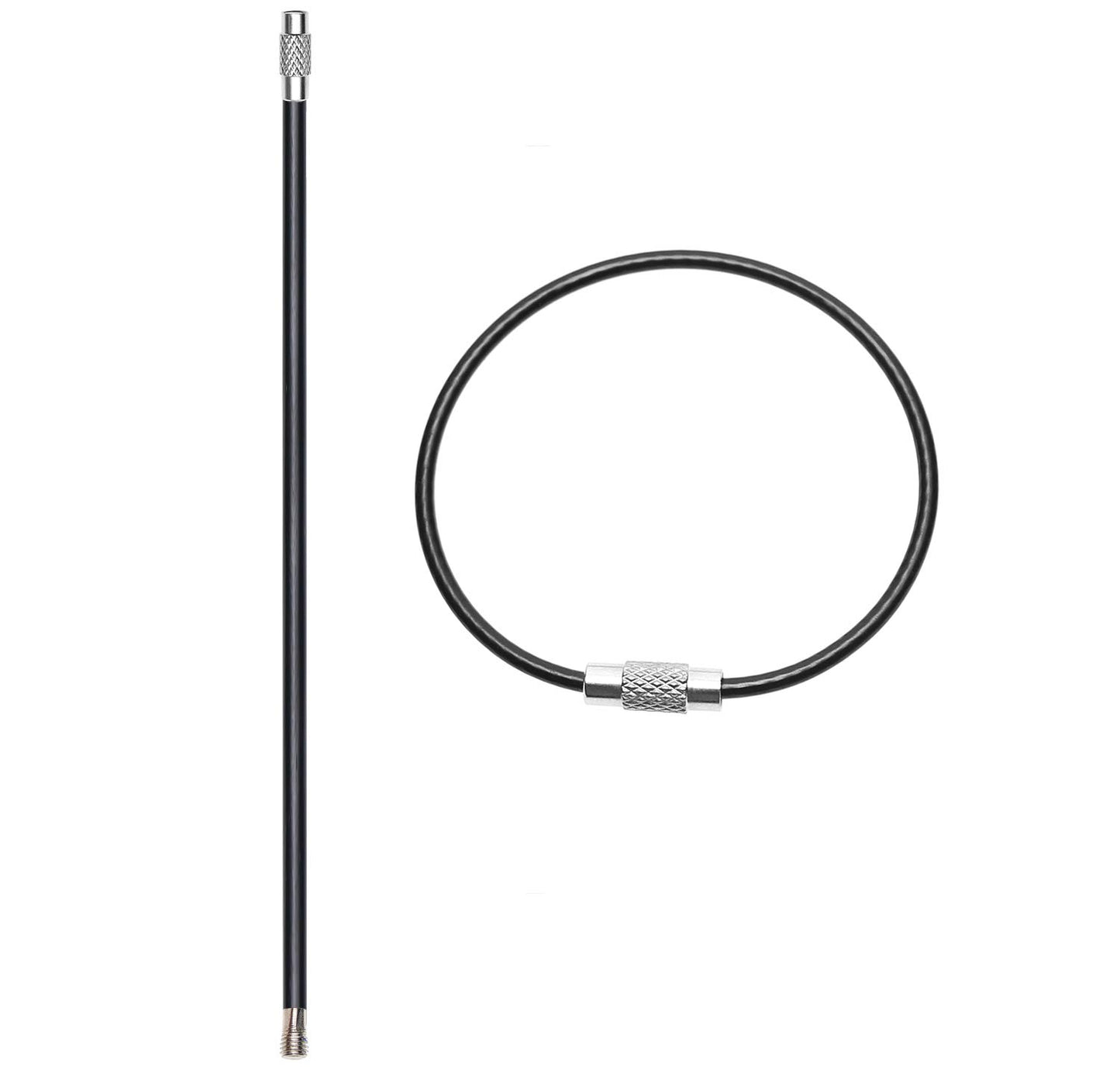 Mini Skater Stainless Steel Wire Cable Key Chain Key Ring Easy to Lock(Black)