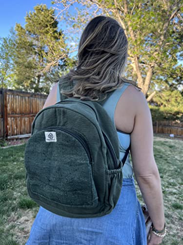 Freakmandu Organic Hemp Backpack - Eco-Friendly Travel & Hiking Bag - Green