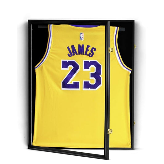 Jersey Frame Display Case, NETGOG 23.6x31.5-in Large Jersey Frame Shadow Box Lockable with UV Protection Acrylic and Hanger for Collection Baseball Basketball Football Hockey Sport Shirt Black