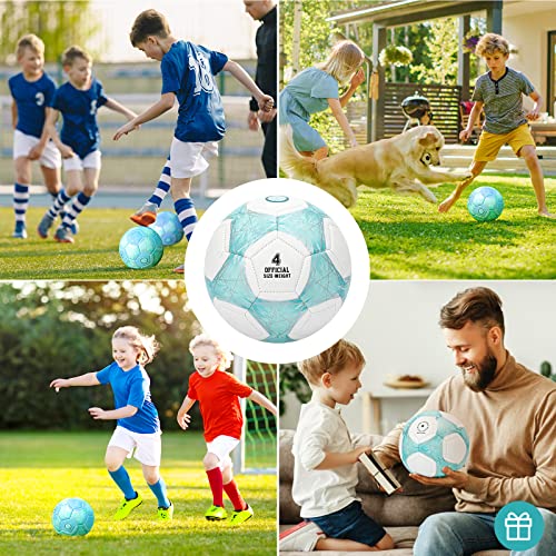 Color Change Soccer Ball Size 4 with Pump & Net - Teal/Blue/Pink Kids Outdoor Play