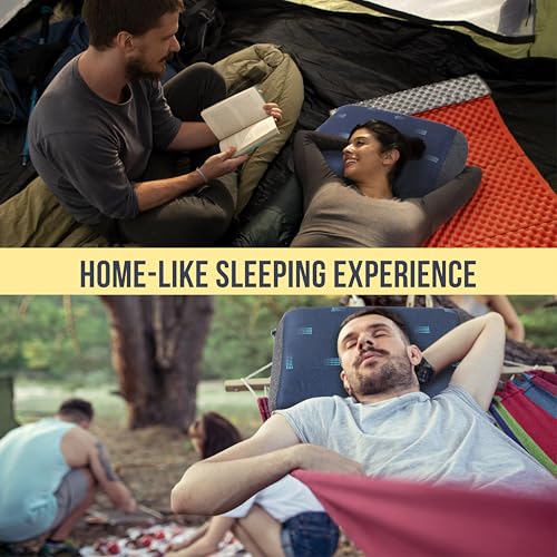 Travel Pillow with Removable Foam Cover - Blue, Adjustable Firmness, Compact for Plane Car Camping