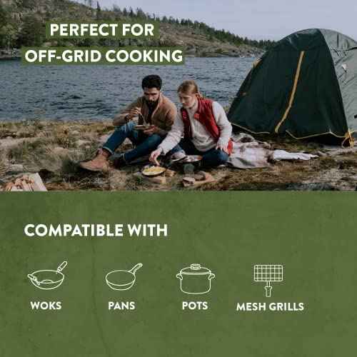 GasOne Premium Wood Burning Rocket Stove Camping for Backpacking, Hiking, RV and Survival - Insulated Barrel Stove Kit with Silicone Handles ? Military Green
