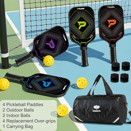 Pickleball Paddles Set of 4 Lightweight Graphite - Black Variation