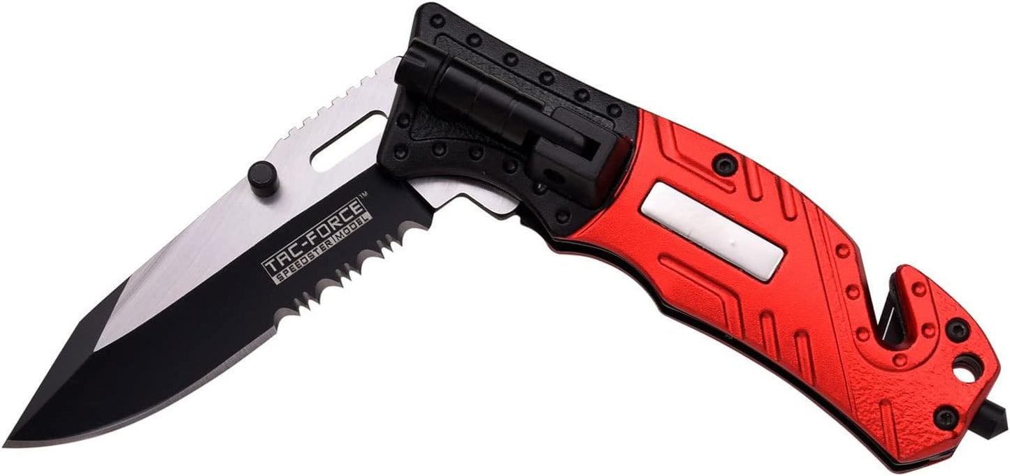 MTECH USA TAC Force TF-835 Series Spring Assist Folding Knife, Two-Tone Half-Serrated Blade, 4.5-Inch Closed