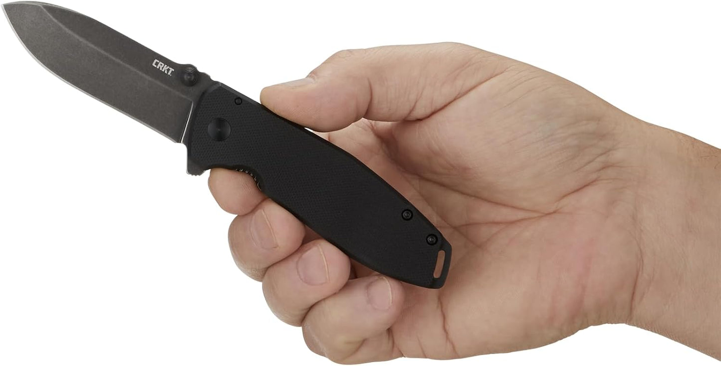 CRKT Squid Everyday Carry EDC Pocket Folding Knife with Frame Lock: Stainless Steel Plain Edge Blade, Stainless Steel Handle, Pocket Clip, 2490KS