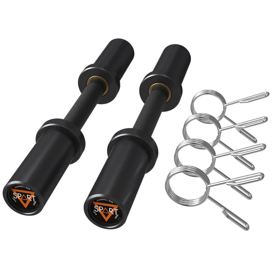 16" Olympic Dumbbell Handles, Pair of Loadable Dumbbell Bar Set for 2 Inch Olympic Weight Plates, Heavy Duty Dumbbell Bar for Home Gym Workout Strength Training, 2 Pair of Spring Collars Included