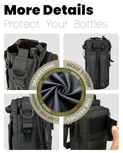 32 Oz Insulated Water Bottle with Sleeve & Strap - All Black, Sports & Hiking