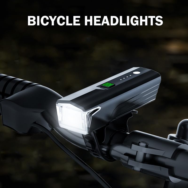 4 Pack Bike Lights Front and Back,Rechargeable USB-C Strong Brightness Bike Headlight and Tail Light,Waterproof Bicycle Light for Mountain,Road,Commuter Cycling -Fits All Bikes