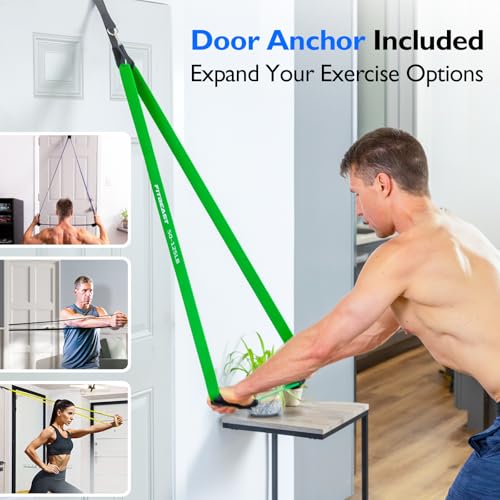 Vibrant FitBeast Resistance Bands Set 5-125 lbs for Full Body Workout
