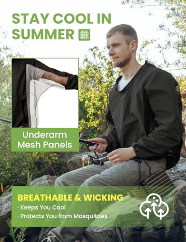 Mosquito Jacket - Durable Bug-Proof Shirt with Adjustable Hood - Grey, X-Large