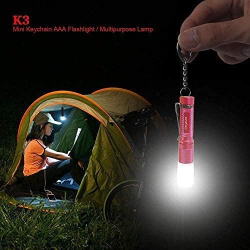 K3 Mini Keychain Flashlight AAA Small Keychain Light Bright 150 Lumens with Diffuser Clip,Multipurpose Pocket Light as Candle Hat Lamp Camp Lantern for Everyday EDC Dog Walking Hiking Camping