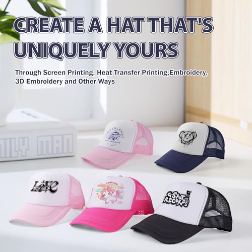 Multicolor Trucker Hats Bulk Pack - Sublimation Blank Mesh Baseball Caps for Men Women