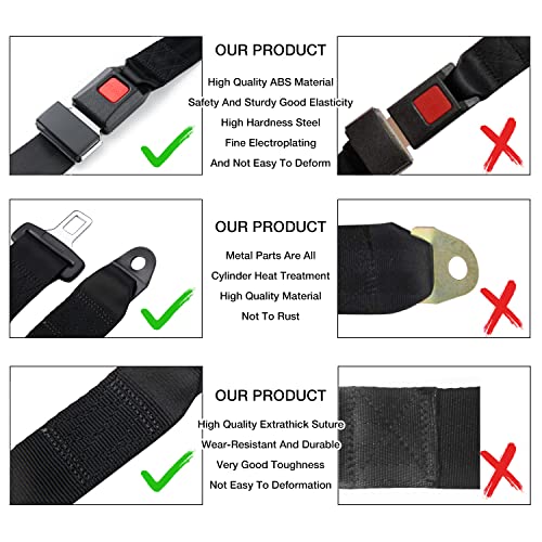Adjustable 2-Point Seat Belt Harness Kit for Go Karts and Golf Carts - Set of 4