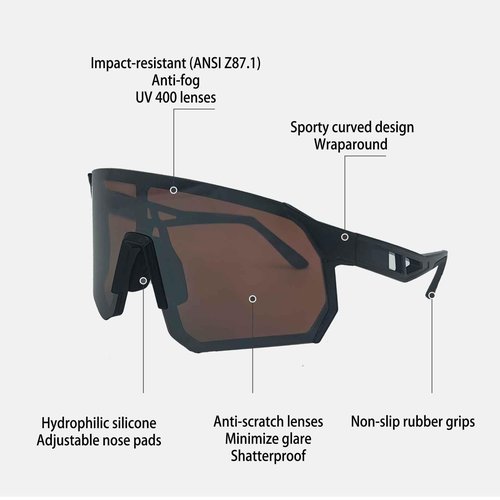 Wynthorix Running Sunglasses for Men Women Sports Sunglasses for Pickleball Baseball Softball Cycling Fishing (ocean blue frame amber lenses with silver tinted)