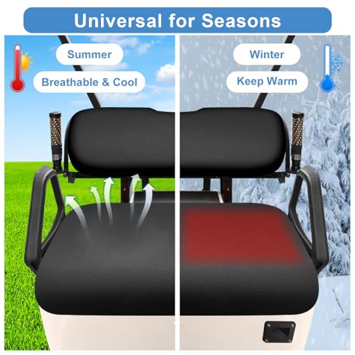 Golf Cart Seat Covers Set - Black Breathable Polyester Mesh for EZGO Yamaha Club Car