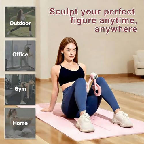 Pink Thigh Trainer with LED Counter & 360° Adjustable Pelvic Floor Exercise Equipment for Women