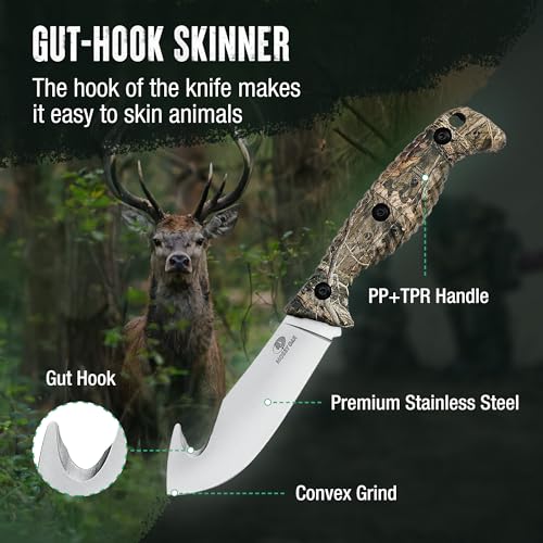Camouflage Mossy Oak Field Dressing Kit - 4-Piece Hunting Knife Set with Sheath