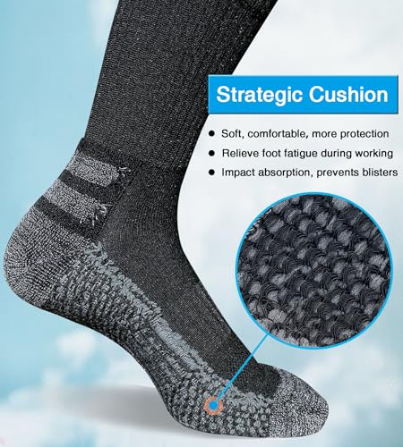 Mens Crew Work Boot Socks - Cozy Cushioned Moisture Wicking 3/4 Pairs, Multicolor 12-15