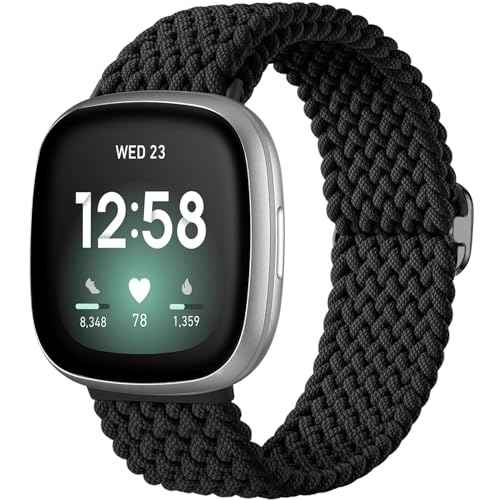 Maledan Braided Stretchy Band Compatible for Fitbit Sense/Versa 3/4 and Sense 2, Soft Elastic Strap Bracelet Wrist Bands for Smart Watch, Accessory for Men and Women