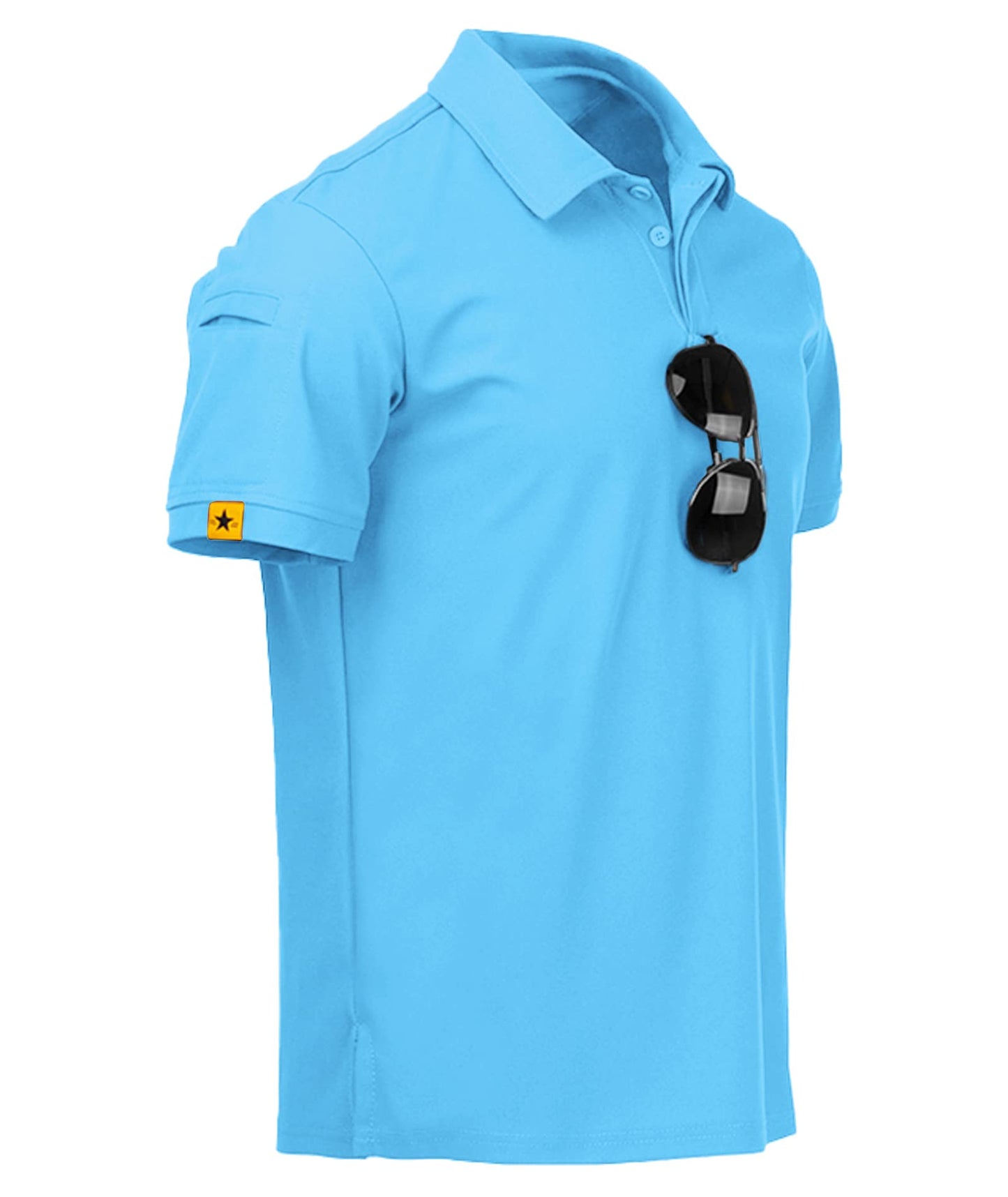 ZITY Mens Polo Shirt Short Sleeve Sports Tactical T-Shirt Athletic Golf Polos Daily Casual Stylish Collared Shirts for Men SkyBlue 3X-Large