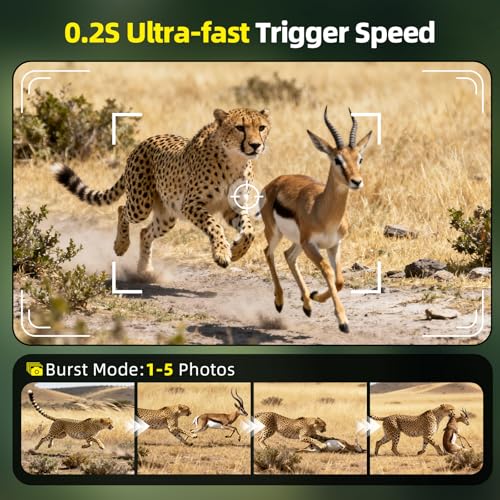 Trail Camera WiFi 4K 48MP Night Vision with 64GB Memory Card