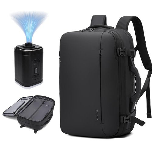 BANGE Air Compression System Backpack with electronic scaleVacuum Compression Travel Backpack,Expandable Backpacks with Pump for Airplanes (With Air Pump)
