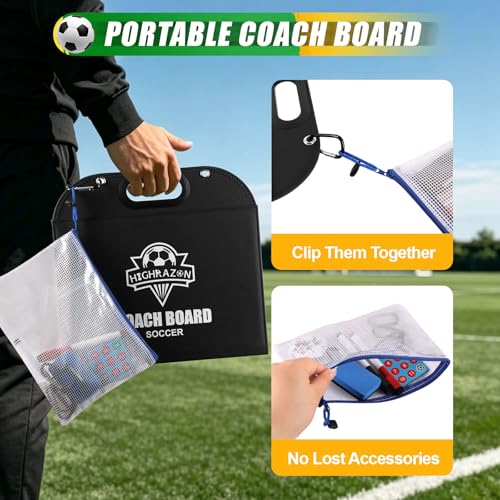 Soccer Coaching Board Kit - Foldable Magnetic Tactical Display with Carry Handle