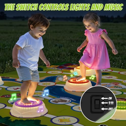 Light Up Stepping Stones Game Set for Kids 3-5 with Color Variations — Blue, Green, Yellow