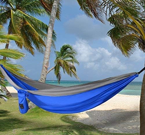 Gold Armour Camping Hammock - XL Double Hammock Portable Hammock Camping Accessories Gear for Outdoor Indoor with Tree Straps, USA Based Brand (Gray)