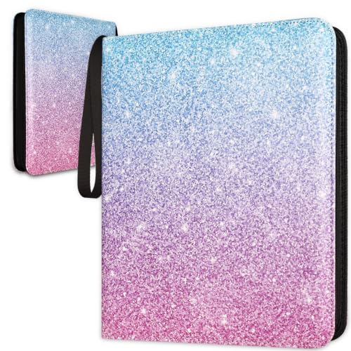 Card Binder Holds 1080 Cards with Pink & Blue 9-Pocket Pages - Sparkle Gradient
