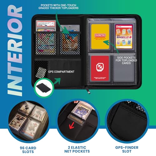 EVORETRO 4 Pocket Top Loader Card Binder Without Window - 96 Slots, Travel Safe