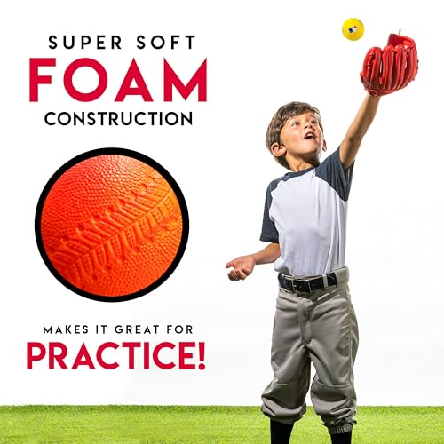 Foam Baseballs for Kids - Bright Neon Practice Balls, 3 Pack, Orange/Yellow/Blue