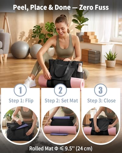 Sportsnew Waterproof Yoga Mat Bag with Wet Pocket - Deep Black