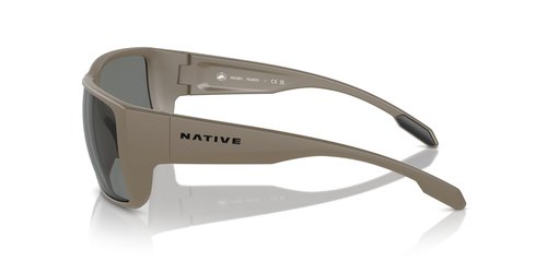 Native Eyewear Men's Badlands Rectangular Sunglasses, Matte Desert Tan/Grey Polarized, 58 mm