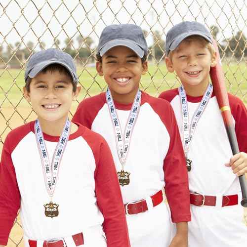 Medals with Neck Ribbons Soccer Awards Medals Baseball Team Awards Softball T-Ball Flag Football Trophy for Kids Sports Competitions Celebration Gift
