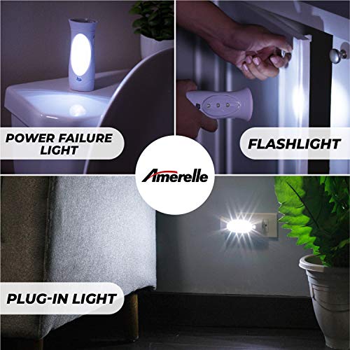 Amerelle LED Emergency Lights Pack of 5 - Power Failure & Flashlight Combo, Rechargeable, Wall Plug-In, Storm & Hurricane Ready