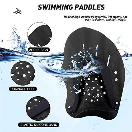 Swimming Paddles for Hands, Swimming Training Hand Paddles with Adjustable Straps, Swim Paddles for Adult Children Unisex Professional Swimming Accessories - 1 Pair